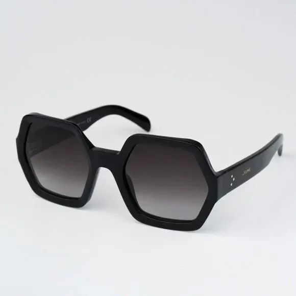 NEW Celine CL40131I 01F Shiny Black Brown Gradient Geometric Women Sunglasses